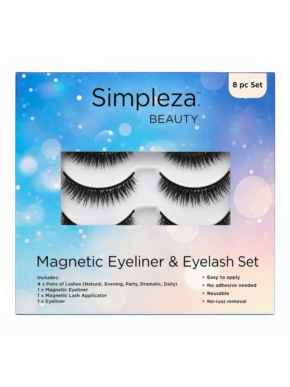 SIMPLEZA MAGNETIC EYELINER & LASHES 8PC KIT - BNIB
